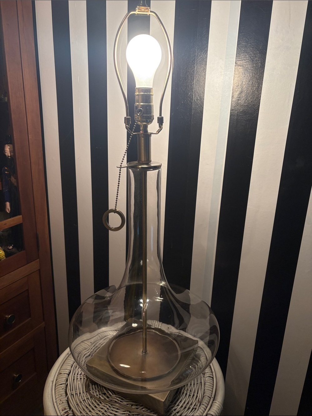 Clear Glass and Brass Large Table Lamp Retro Home Accent Statement Piece Art
